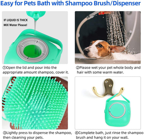 Silicone Pet Grooming & Shampoo Brush – Dog & Cat Bath Tool