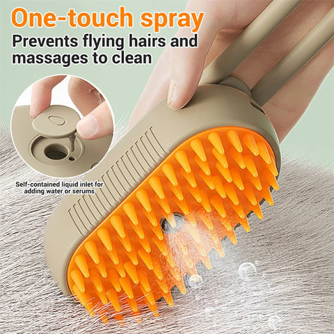 3‑in‑1 Steam Pet Grooming & Deshedding Brush for Dogs & Cats