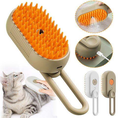 3‑in‑1 Steam Pet Grooming & Deshedding Brush for Dogs & Cats